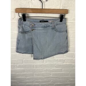 BCBGeneration Women's Denim Wrap Skort Mini Length Stretch Blue Size XS